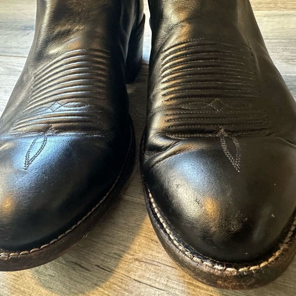 Vintage Tony Lama Black Cowboy Western Work Soft Leather Boots - Picture 3 of 10